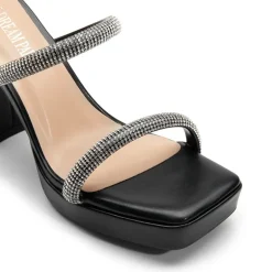 Rhinestone Straps Chunky Sandals