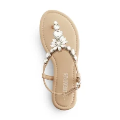 Rhinestone T-Strap Flat Sandals