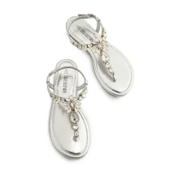 Rhinestone T-Strap Flat Sandals
