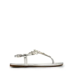 Rhinestone T-Strap Flat Sandals