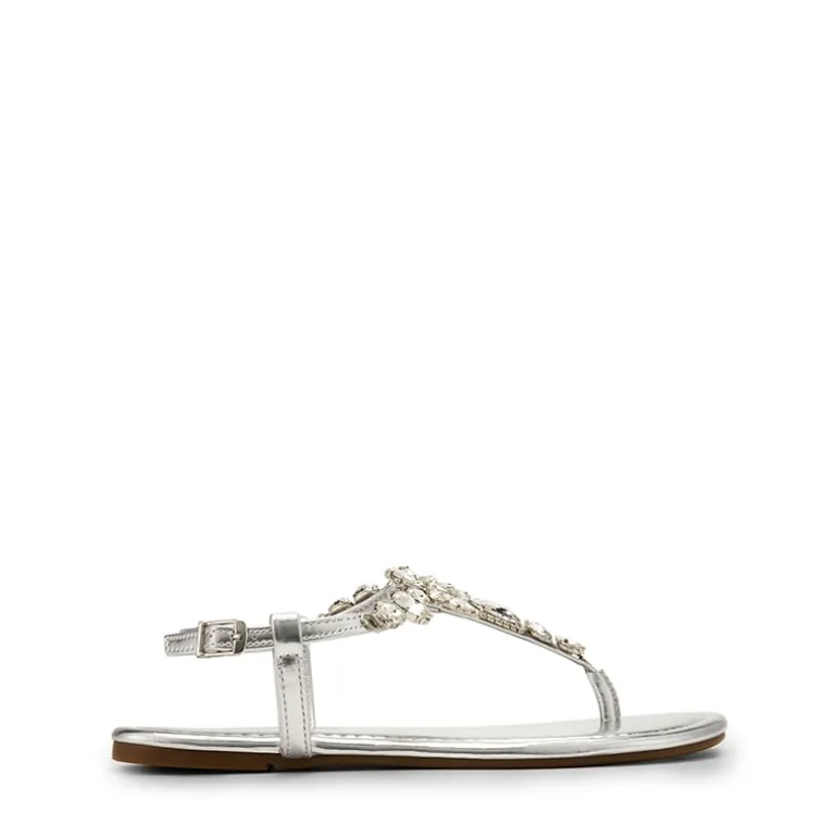 Rhinestone T-Strap Flat Sandals