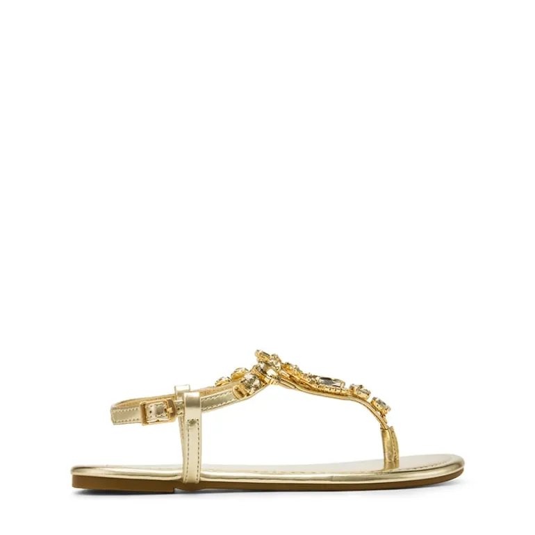 Rhinestone T-Strap Flat Sandals