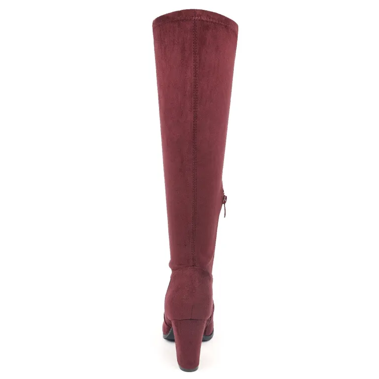 Round-Toe Chunky Heel Knee High Boots