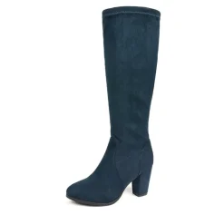 Round-Toe Chunky Heel Knee High Boots