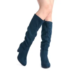 Round-Toe Chunky Heel Knee High Boots