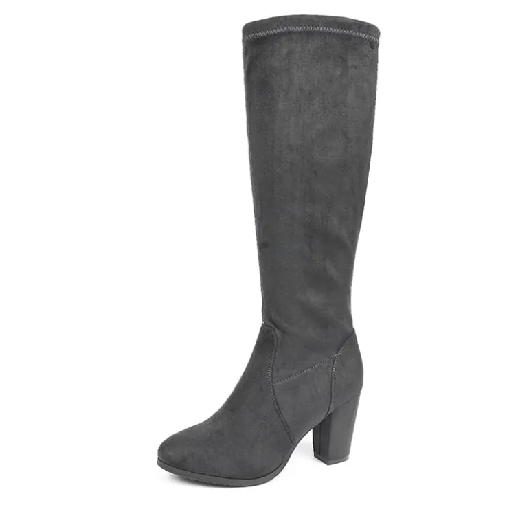 Round-Toe Chunky Heel Knee High Boots