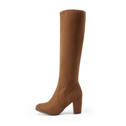 Round-Toe Chunky Heel Knee High Boots