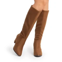 Round-Toe Chunky Heel Knee High Boots