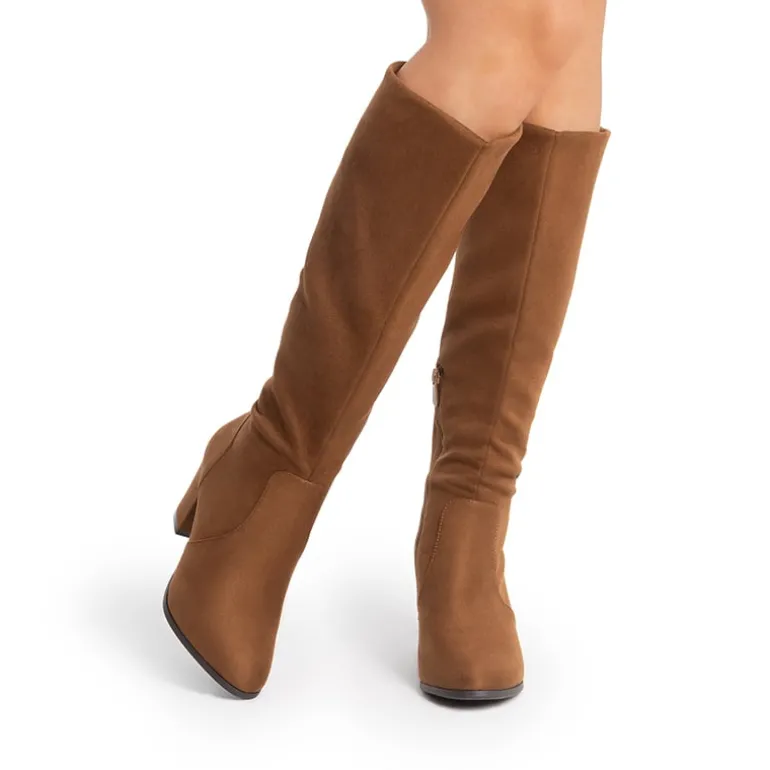 Round-Toe Chunky Heel Knee High Boots