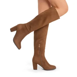 Round-Toe Chunky Heel Knee High Boots