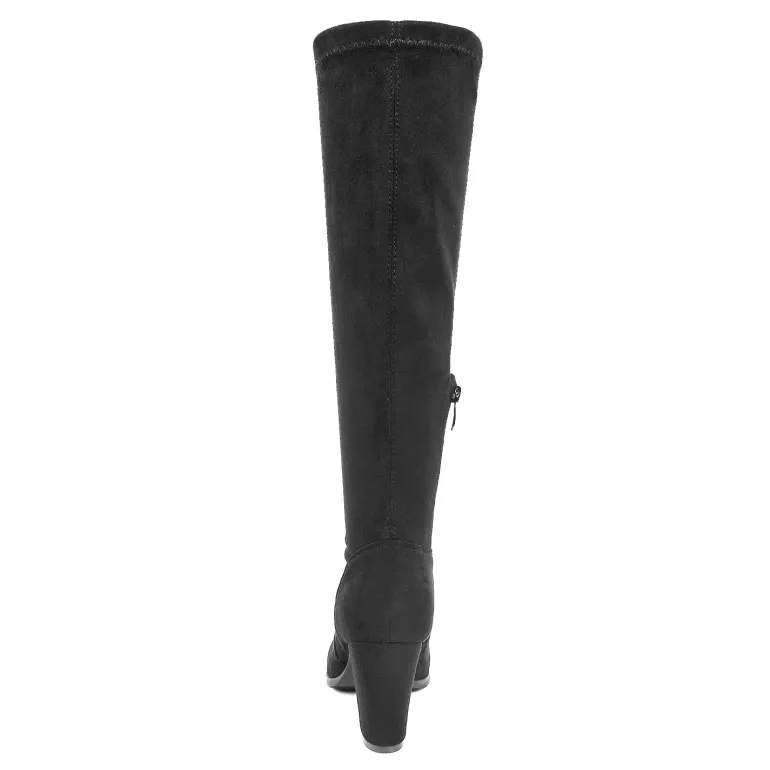 Round-Toe Chunky Heel Knee High Boots