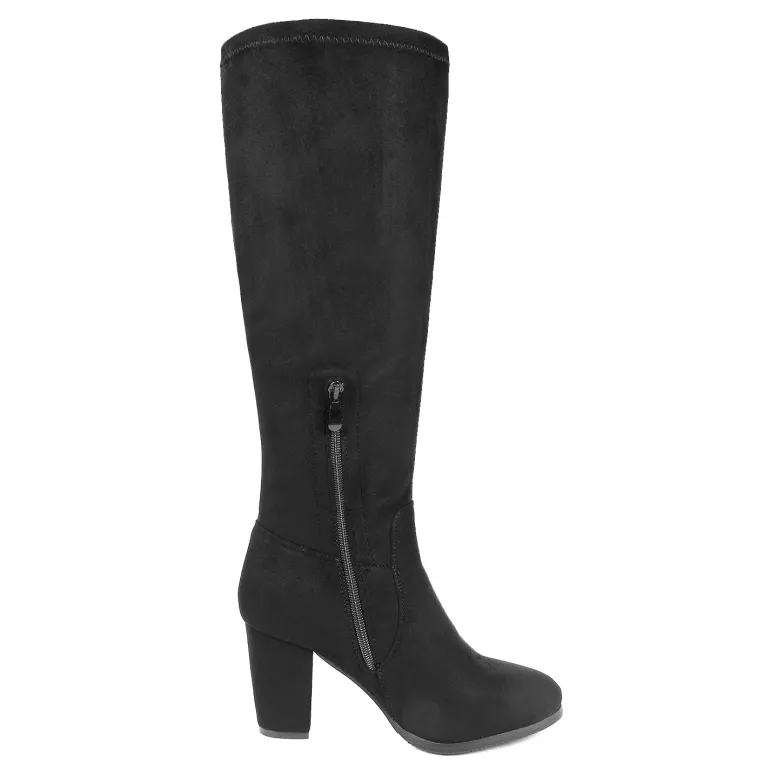 Round-Toe Chunky Heel Knee High Boots