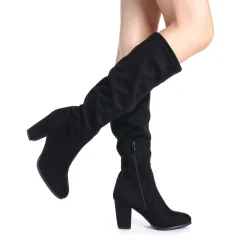 Round-Toe Chunky Heel Knee High Boots