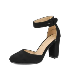 Round Toe Chunky Heel Pumps