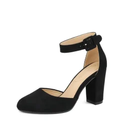 Round Toe Chunky Heel Pumps