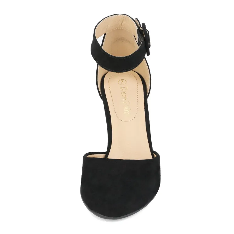 Round Toe Chunky Heel Pumps