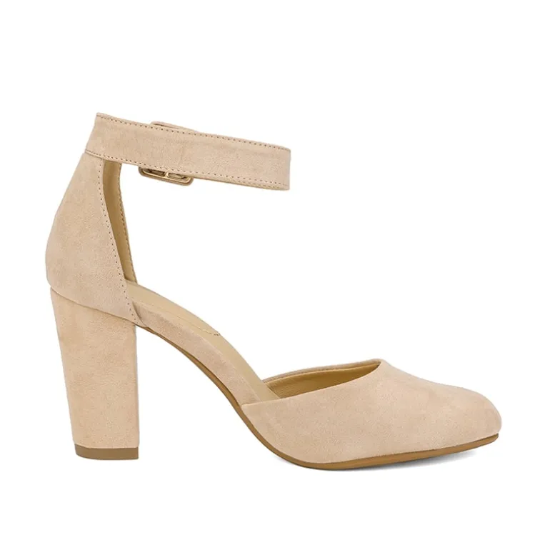 Round Toe Chunky Heel Pumps