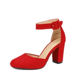 Round Toe Chunky Heel Pumps