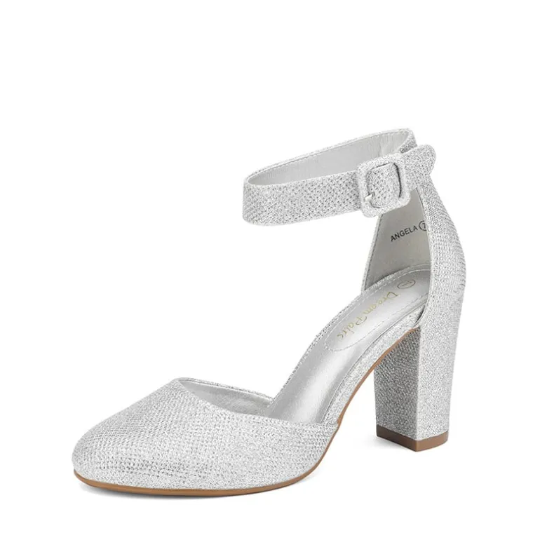 Round Toe Chunky Heel Pumps