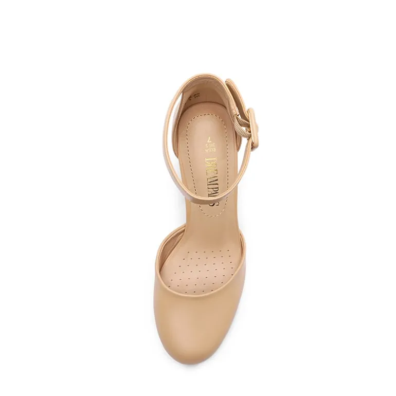 Round Toe Chunky Heel Pumps