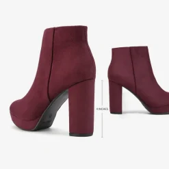 Round-Toe High Heel Chunky Ankle Boots