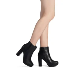Round-Toe High Heel Chunky Ankle Boots