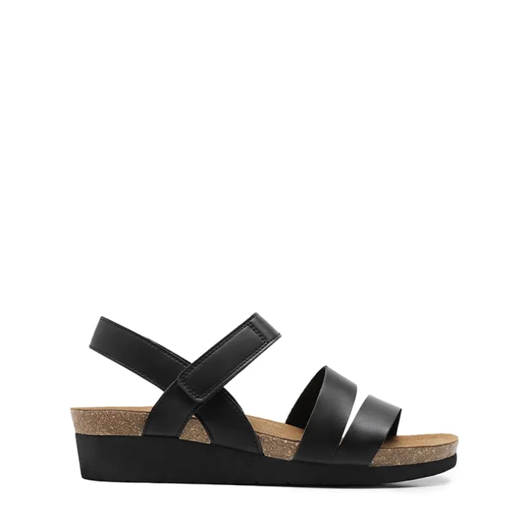 Round-Toe Low Heel Wedge Sandals