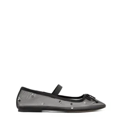 Sheer Mesh Rhinestones Ballet Flats