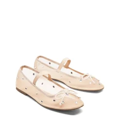 Sheer Mesh Rhinestones Ballet Flats