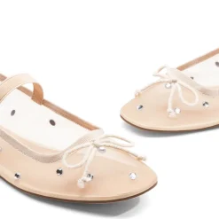 Sheer Mesh Rhinestones Ballet Flats