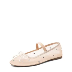 Sheer Mesh Rhinestones Ballet Flats