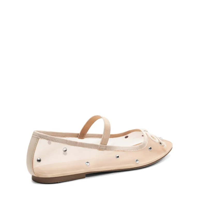 Sheer Mesh Rhinestones Ballet Flats