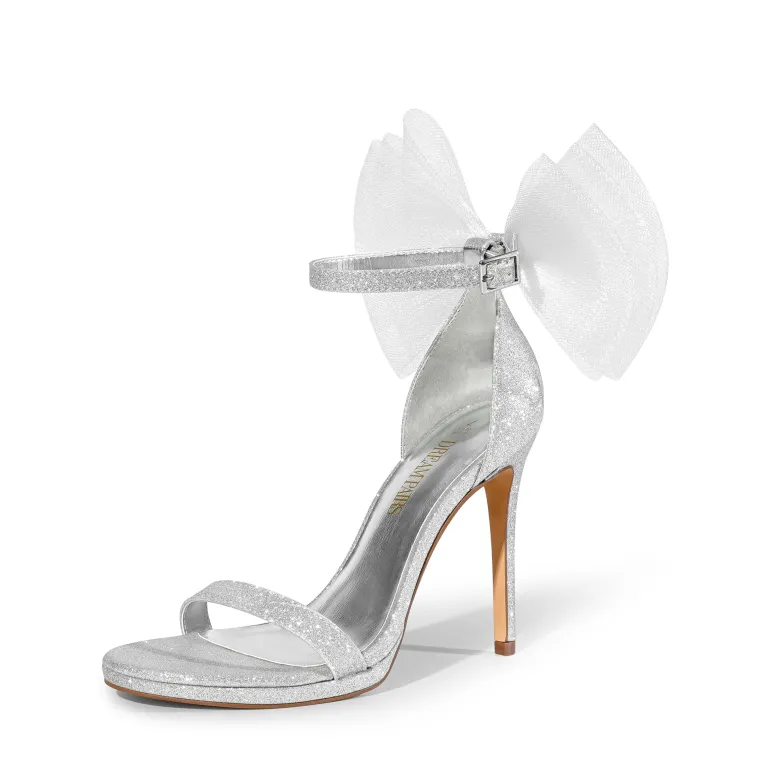 Silky Bow High Stiletto Heel Sandals