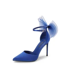 Silky Pointed Toe Bow Stiletto Heel Pumps