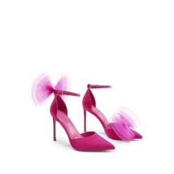 Silky Pointed Toe Bow Stiletto Heel Pumps