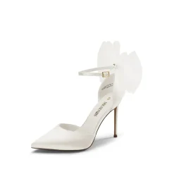 Silky Pointed Toe Bow Stiletto Heel Pumps