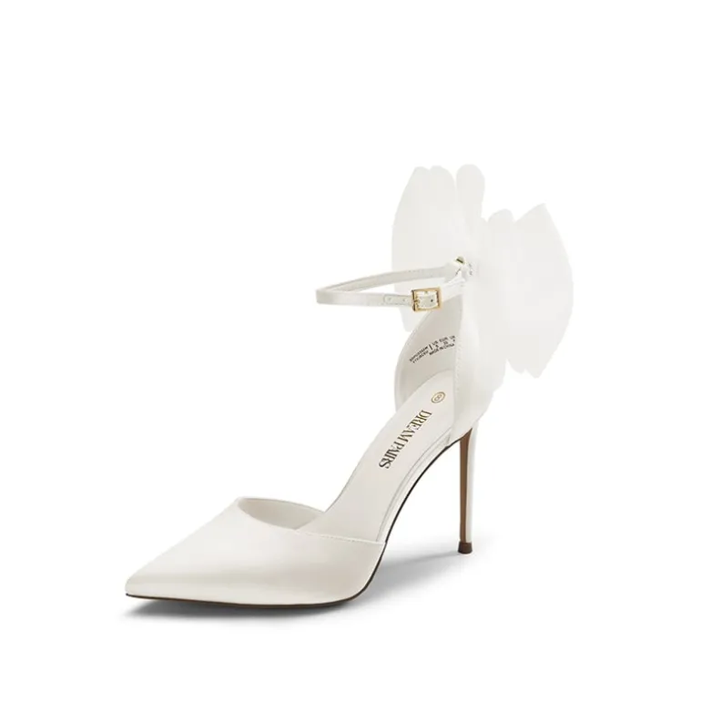 Silky Pointed Toe Bow Stiletto Heel Pumps