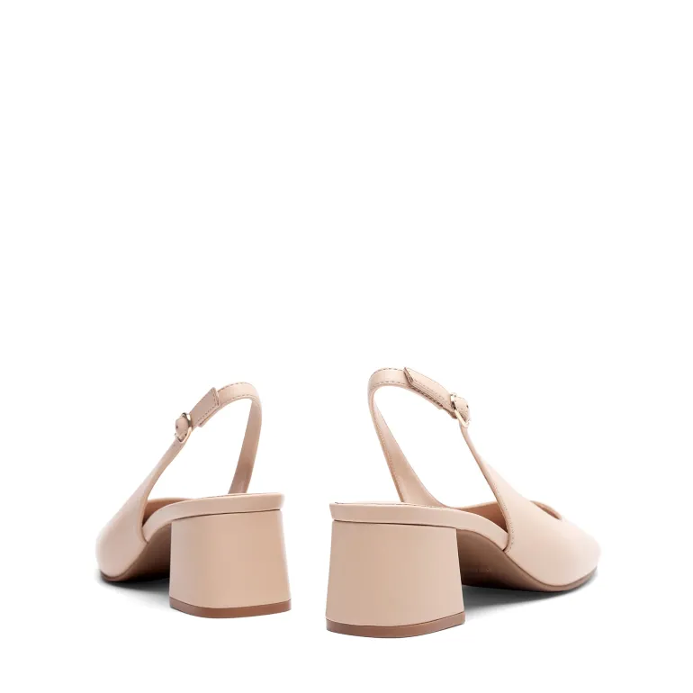 Slingback Chunky Square Toe Pumps