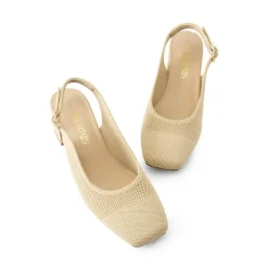 Slingback Knitted Square Toe Pumps