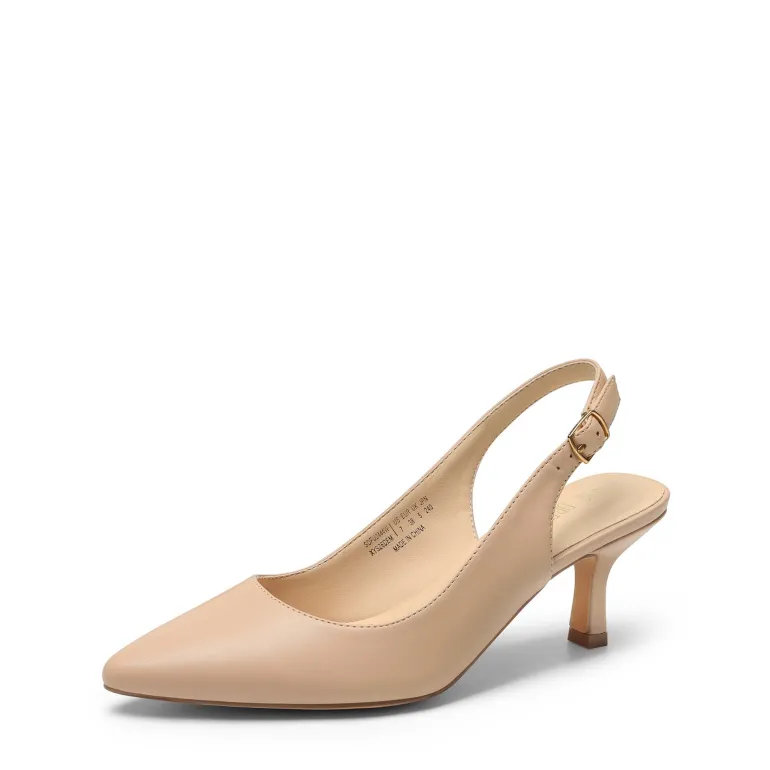 Slingback Pointed Toe Kitten Heel Pumps