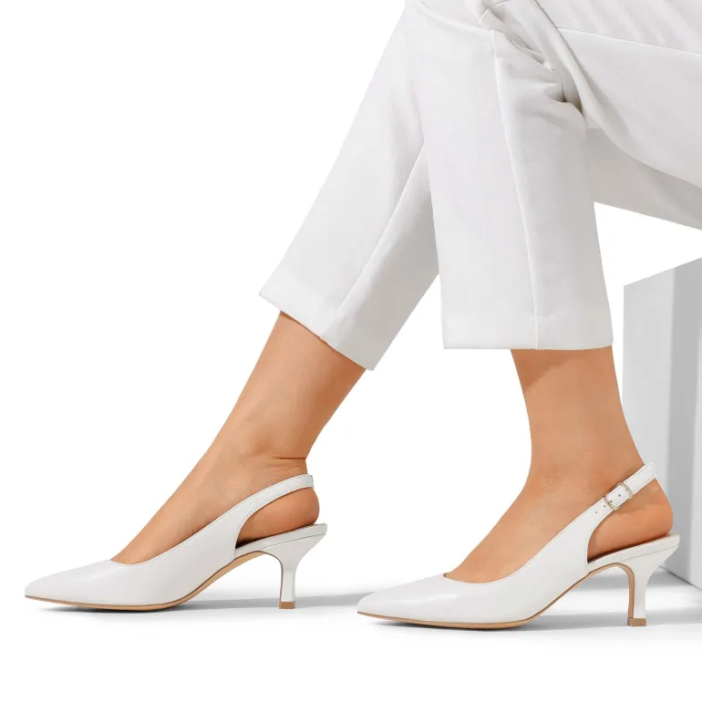 Slingback Pointed Toe Kitten Heel Pumps