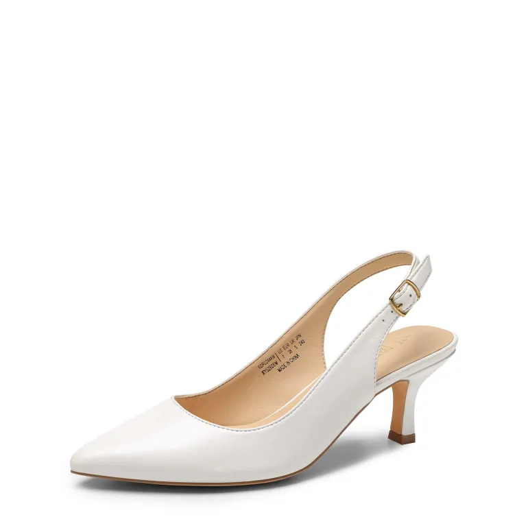 Slingback Pointed Toe Kitten Heel Pumps