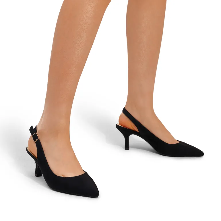 Slingback Pointed Toe Kitten Heel Pumps