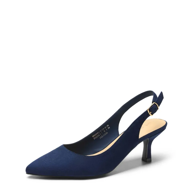 Slingback Pointed Toe Kitten Heel Pumps