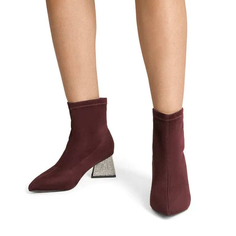 Slip-On Block Heel Suede Ankle Boots