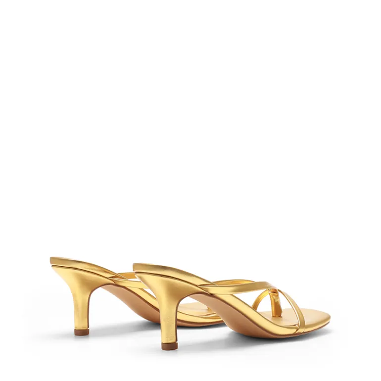 Slip-On Square Toe Thong Heeled Sandals