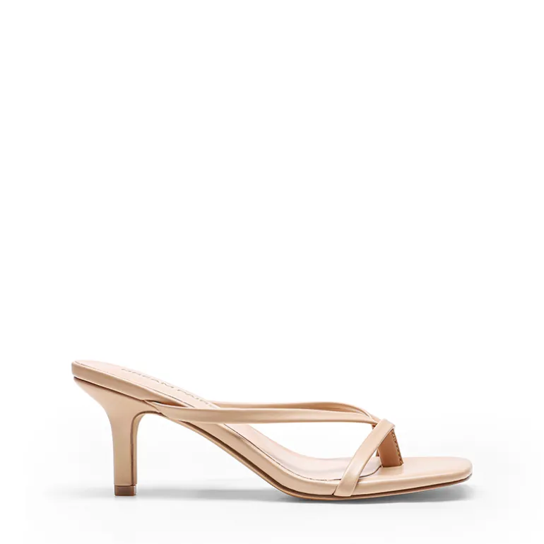 Slip-On Square Toe Thong Heeled Sandals