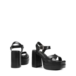 Square Toe Ankle-Strap Platform Chunky Heel Sandals
