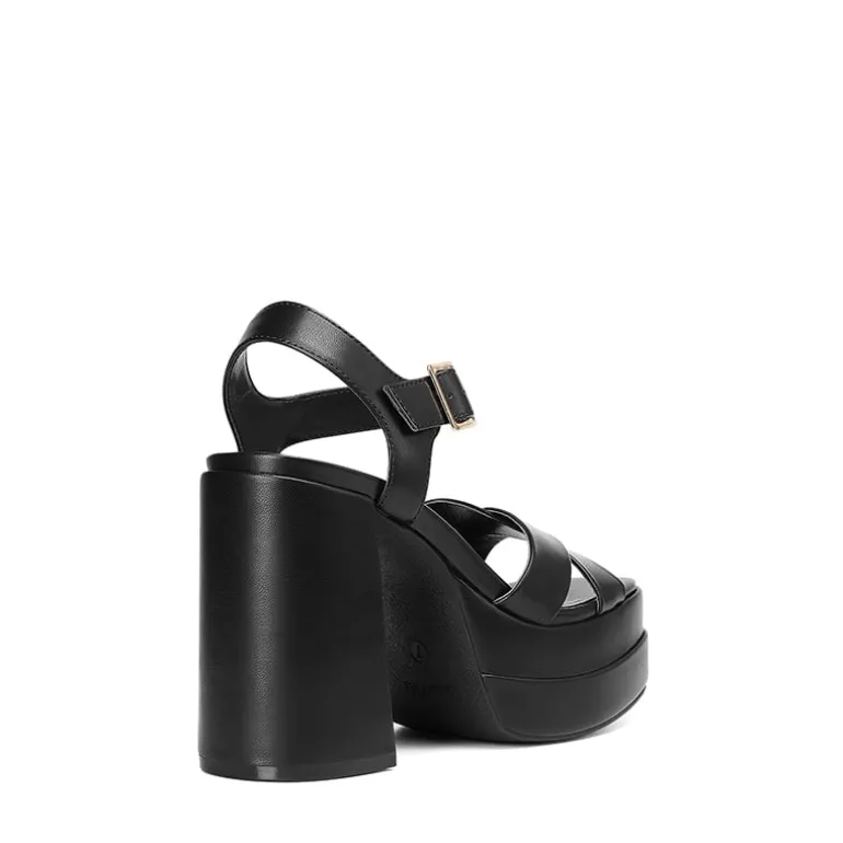 Square Toe Ankle-Strap Platform Chunky Heel Sandals