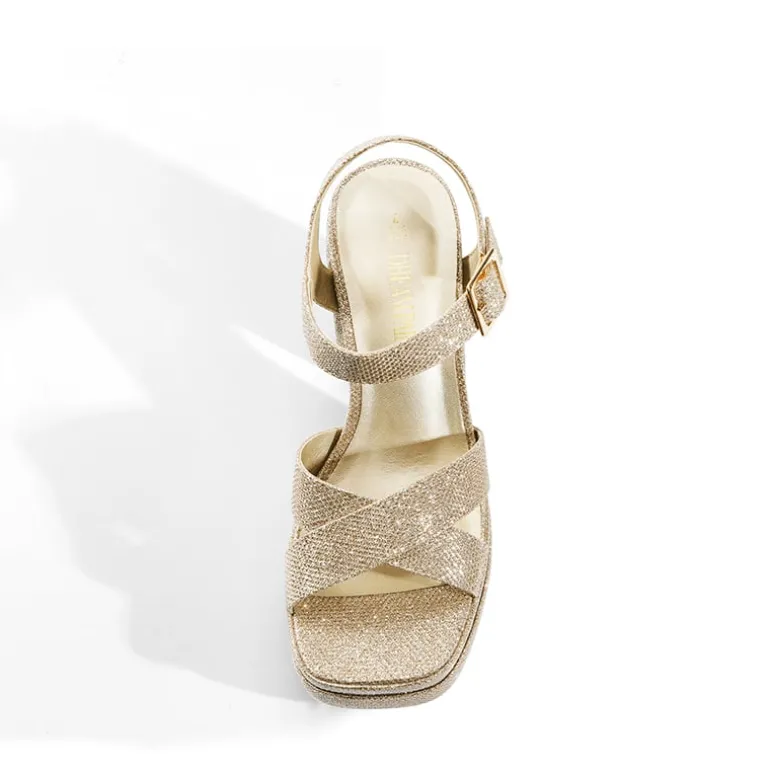 Square Toe Ankle-Strap Platform Chunky Heel Sandals